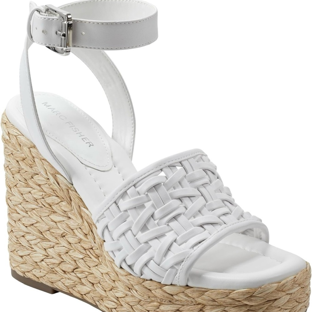 Marc Fisher White Wedge Sandals